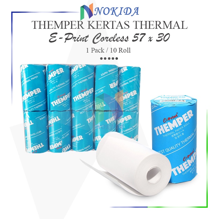 

Kertas Themper E-print Coreless [57 x 30mm/10 Roll] / Kertas Kasir Thermal Printer Bluetooth 1 Pack / Kertas Printer Bluetooth Mini / Kertas Struk Gulung / Kertas Termal Printer Bluetooth / Kertas Struk Kasir Kecil 1 Pak