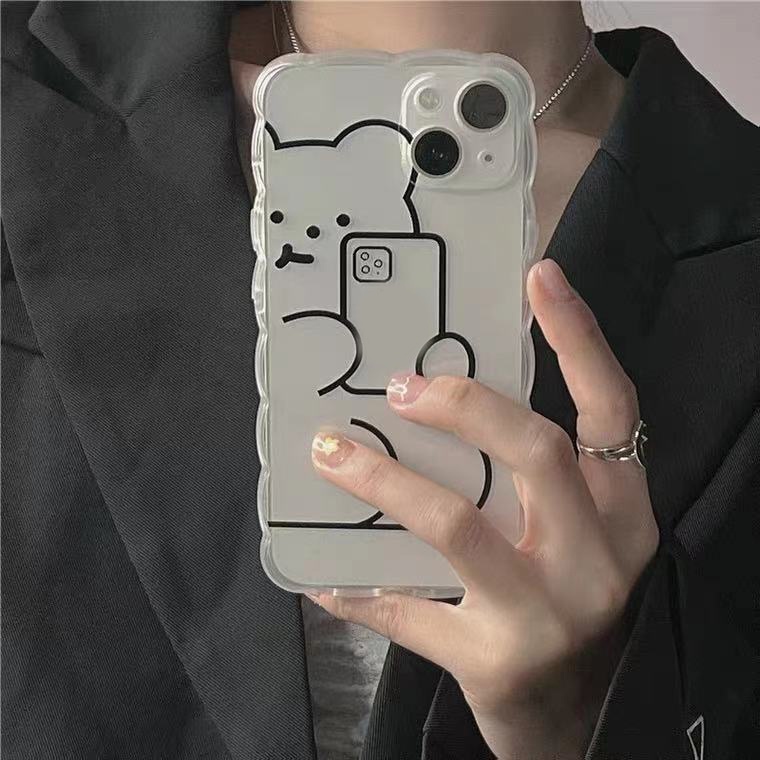 Soft Case Silikon TPU Transparan Motif Beruang Untuk Iphone 12 13 SE 6 6S 7 8 Plus X XS XR 11 Pro Max