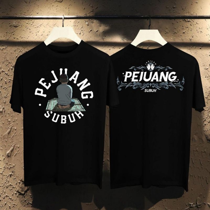 Fourfashion Kaos Pria Kaos Distro PEJUANG SUBUH SHOLAT Black FN382