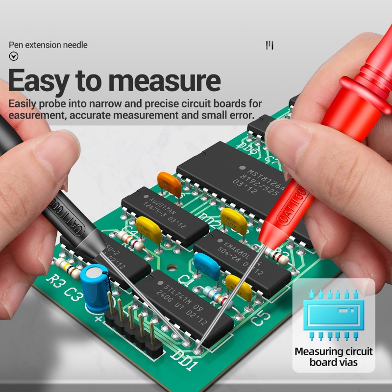 Btsg 1pasang Multimeter Test Lead Extention Back Probes Untuk Jarum Tajam Micro Pin Stainless Steel Tipped Tip Untuk Multime