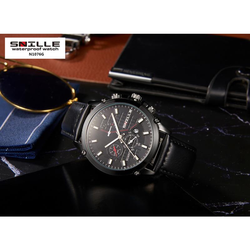 Snille Jam Tangan Kulit Pria Original Asli Anti Air Waterproof 1076