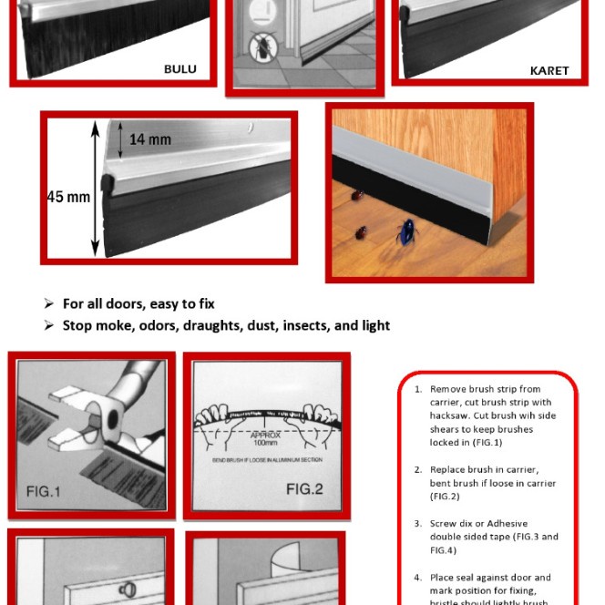 DOOR SEAL KARET BAHAN ALMUNIUM PENUTUP BAWAH PINTU