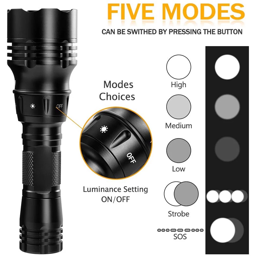 ZXT Senter Selam Senter Diving Waterproof Flashlight Underwater 50-80m Cree T6 LED 5 MODE