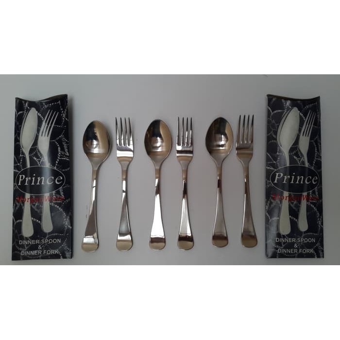 TERMURAH / Sendok dan Garpu Makan 18cm Stainless Steel 6 Pcs PRINCE MORGAN WARE