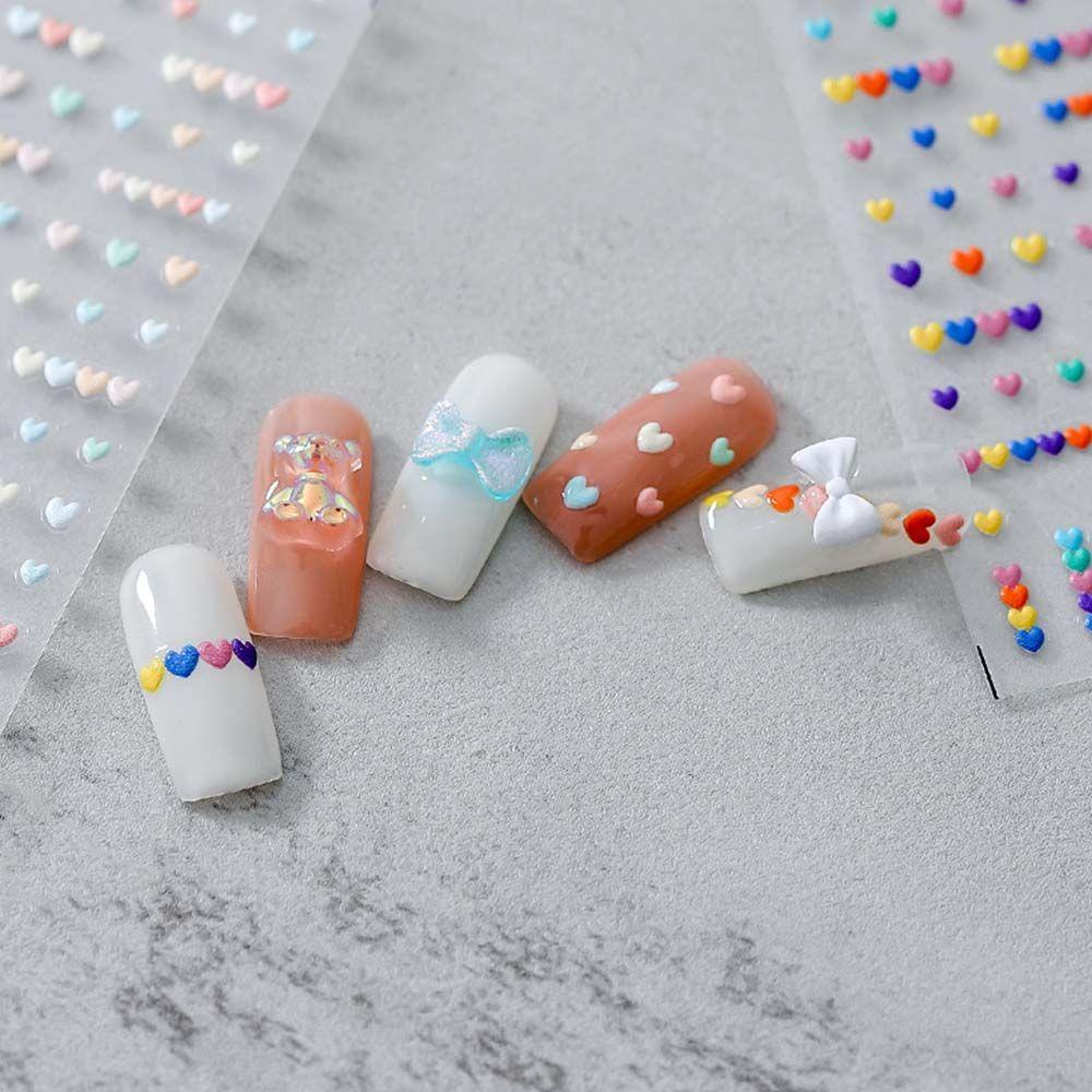 Agustina Stiker Kuku Seni Warna Kartun Kuku Decals Cinta Hati Beruang Kecil Kelinci DIY Nail Art Alat