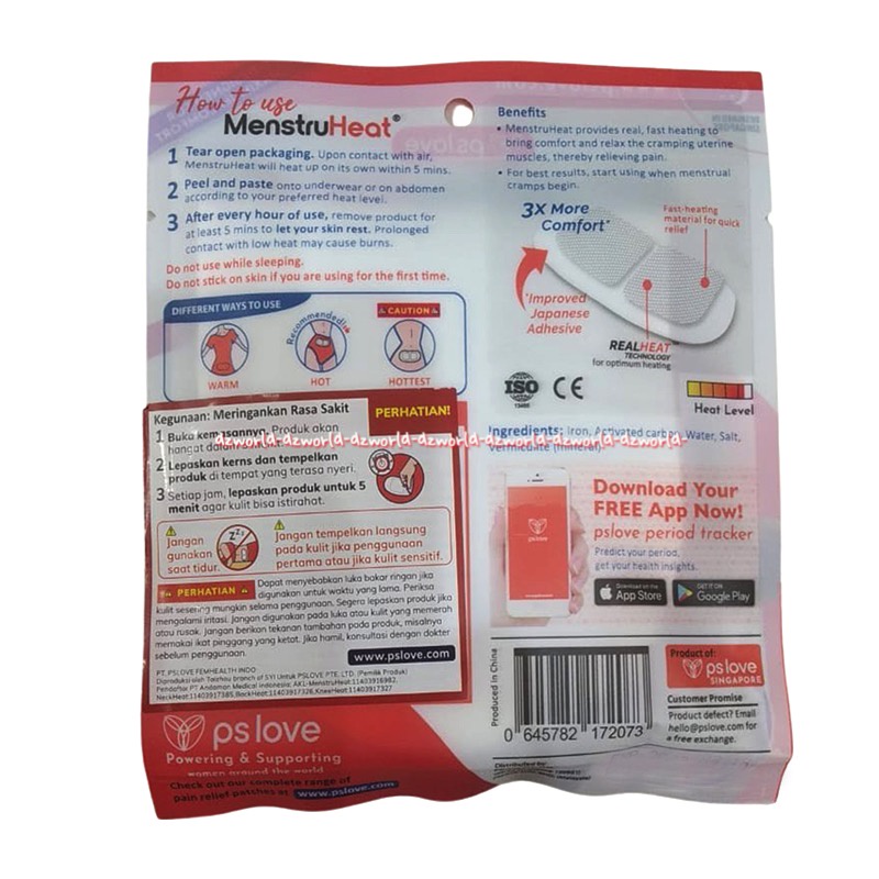 Ps Love Menstruheat Cramp Relief 1pcs Koyo Untuk Sakit Perut Menstruasi Datang Bulan Mens Pslove Mens