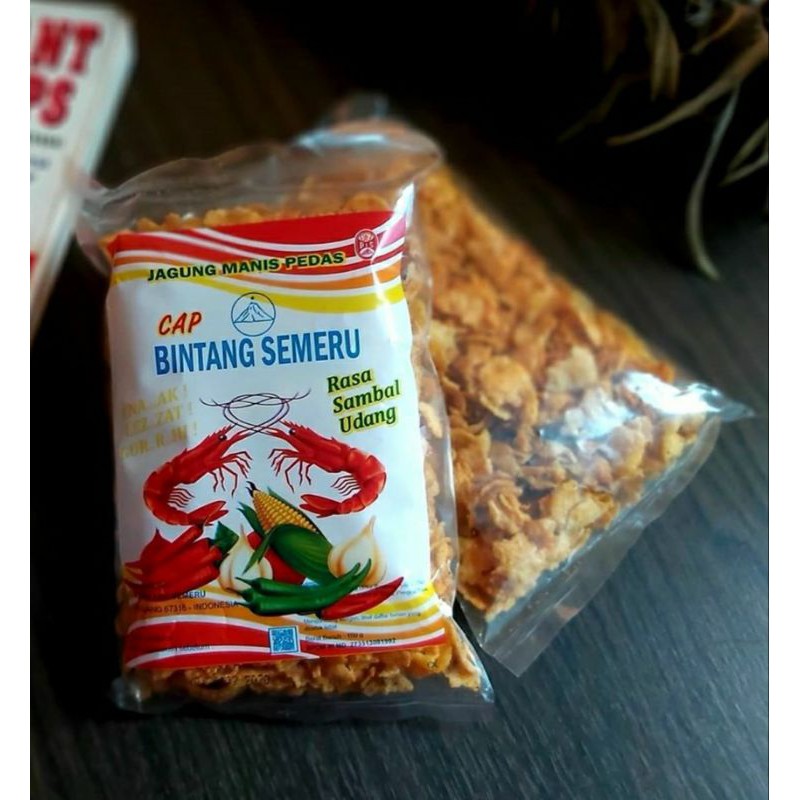 cemilan jadul marning jagung cap bintang semeru rasa pedas manis gurih 100 gr