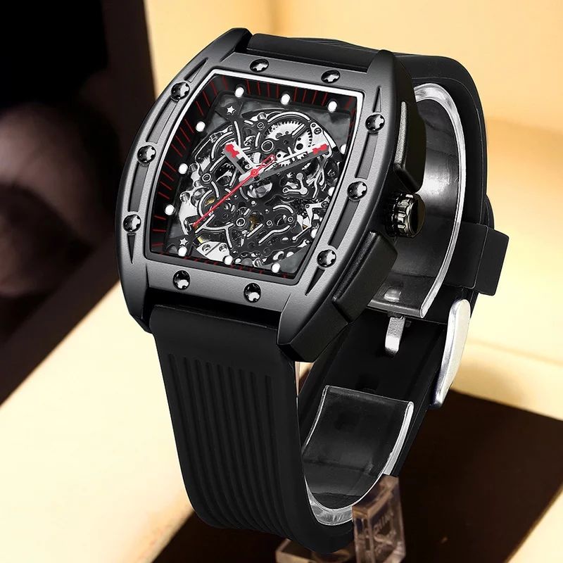 Jam Tangan Homage RM Ciga Luxury Skeleton Tonneau Ailang Automatic Mechanical Watch