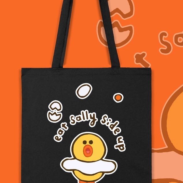 TOTE BAG WANITA / CAT SALLY SIDE UP / TAS LES TAS KULIAH / TAS SANTAI / BAHAN KANVAS