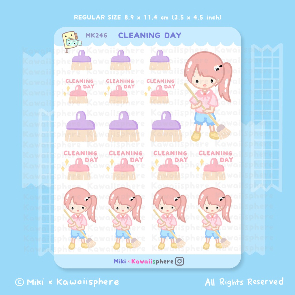

Cleaning Day | MK246 Kawaiisphere House Chores Journal / Ring Binder Sticker