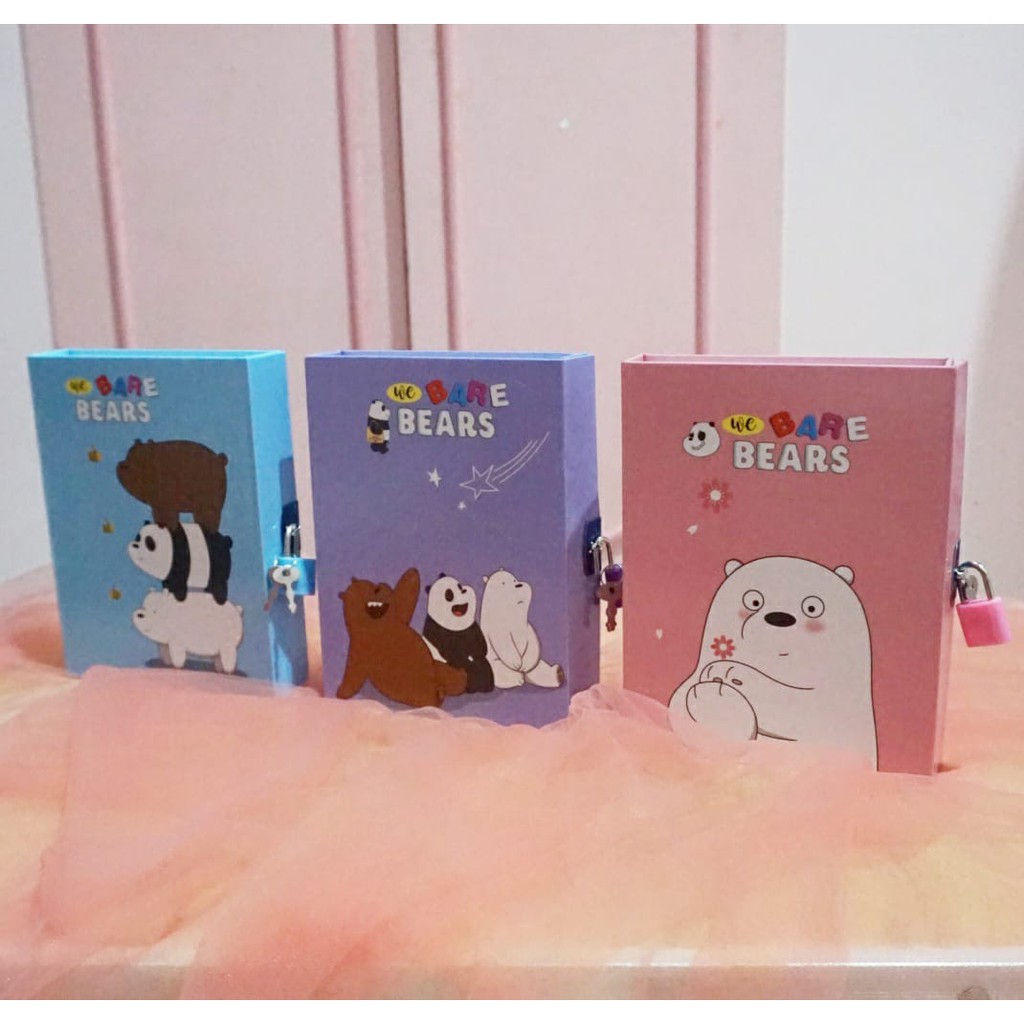 BUKU DIARY GEMBOK WE BARE BEAR JURNAL RAHASIA IMUT LUCU TERMURAH UNIK BUKU TULIS CATATAN LUCU IMPORT