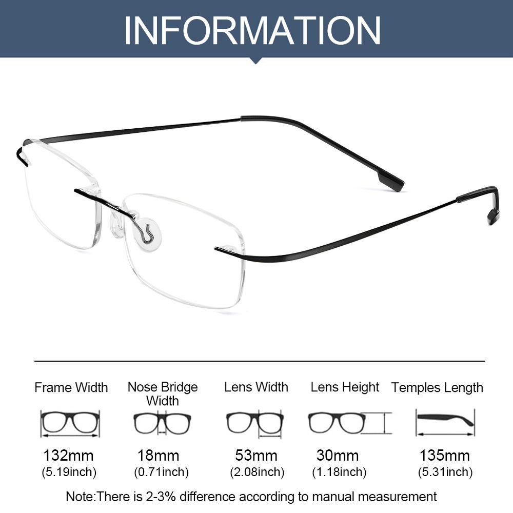 ❈ROWAN❈ +1.0~-4.0 Reading Glasses Classic Anti Blue-ray Presbyopia Eyeglasses Ultralight Frameless Frame Metal Unisex Far Sight Eyewear/Multicolor