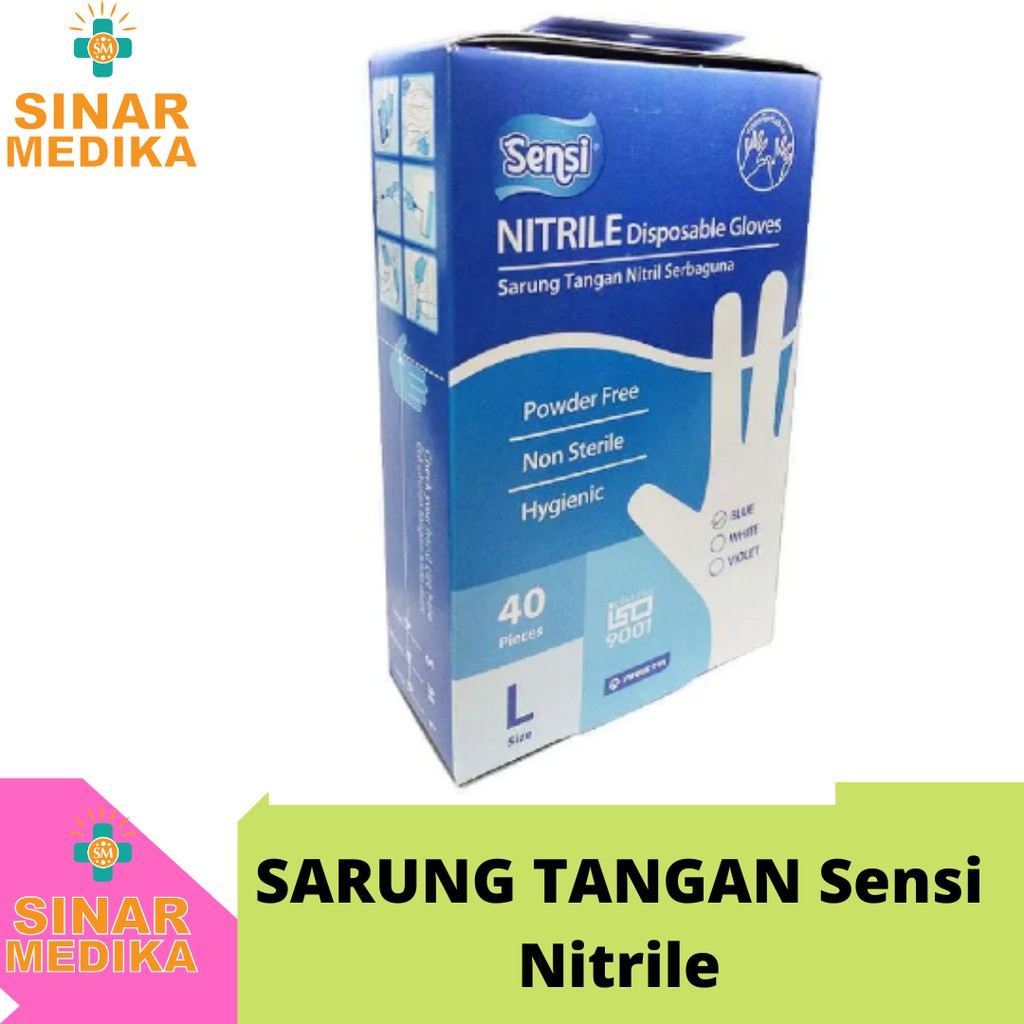 SARUNG TANGAN SENSI NITRIL  POWDER FREE . HANDSCHOEN NITRILE GLOVES