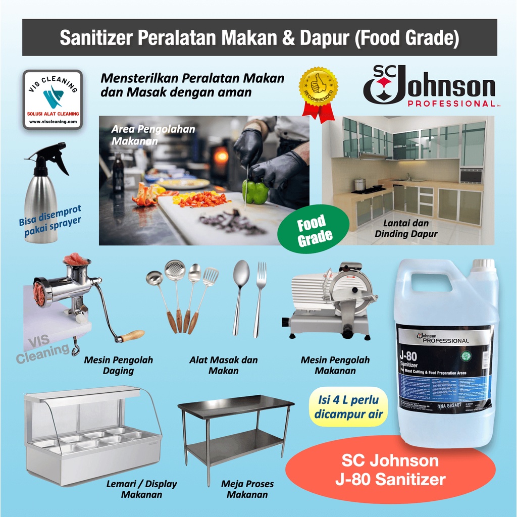 SC Johnson J-80 Sanitizer Food Grade 4 L (untuk Peralatan Makanan)