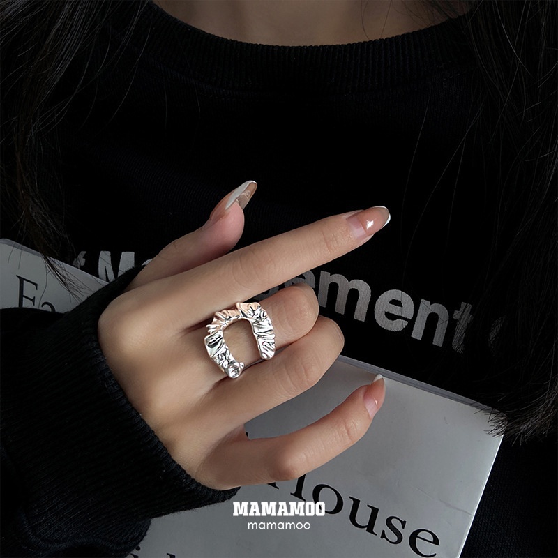 Cincin Model Terbuka Bentuk U Gaya retro hip hop Untuk Wanita