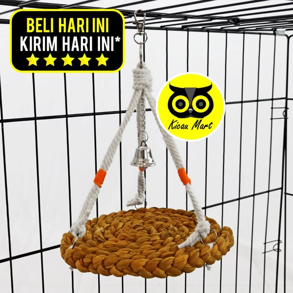 Mainan Ayunan Eceng Gondok Lonceng Mainan Lovebird Parrot Falk Ayunan Penurun Birahi Lovebird Mainan Burung Parkit Paruh Bengkok Hamster Sugar Glider Tupai Musang