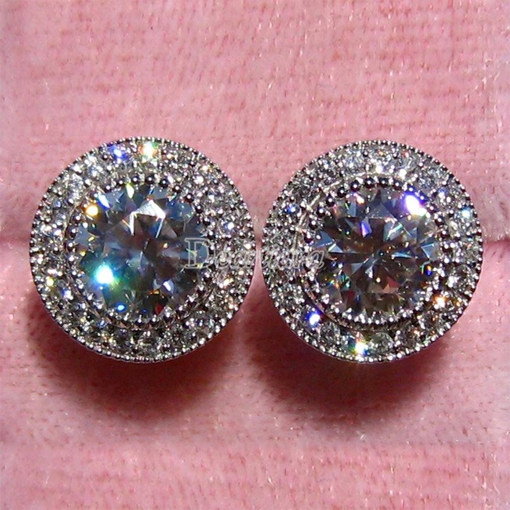 New Style Earrings Women Inlaid Super Flash Round Zircon Full Diamond Earrings