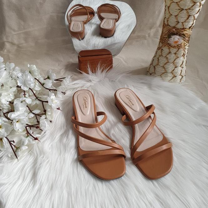 {Banjir Promo} Uhj51 Sandal Heels Wanita Terbaru Tali Slop Selop Cewek Dewasa Ibu Ibu Kenian Cocok B