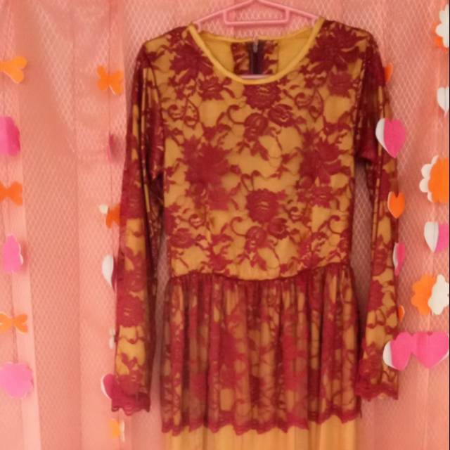 Gamis Maxi brukat tile