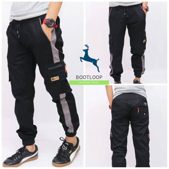 Celana Jogger list Zipper
