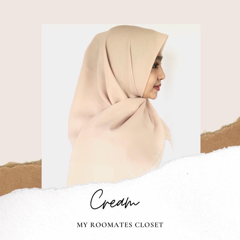 Kerudung Hijab Segi Empat Polly Cotton Cream