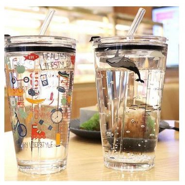 Tumbler Kaca Motif Animal - Gelas Beling Karakter - Gelas Kaca - Tumbler Kaca murah - H482