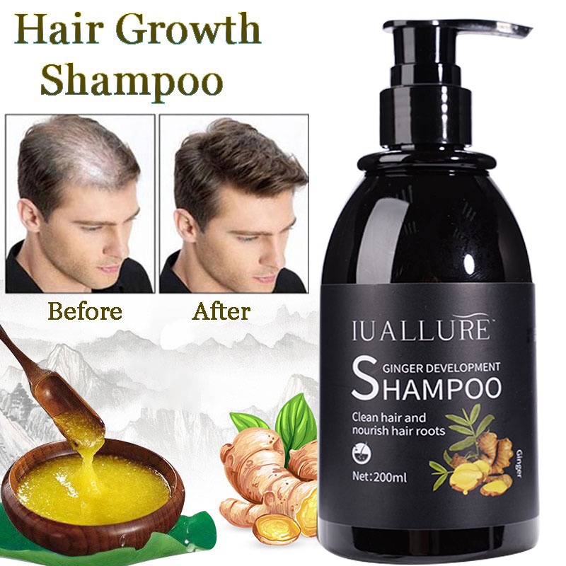 Shampo jahe Shampo rambut 200ml Cegah Rambut Rontok Anti-ketombe pertumbuhan rambut cepat Oil Controlled Nutrition