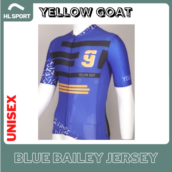 Yellow Goat Cycling Jersey Sepeda Blue Bailey UNISEX