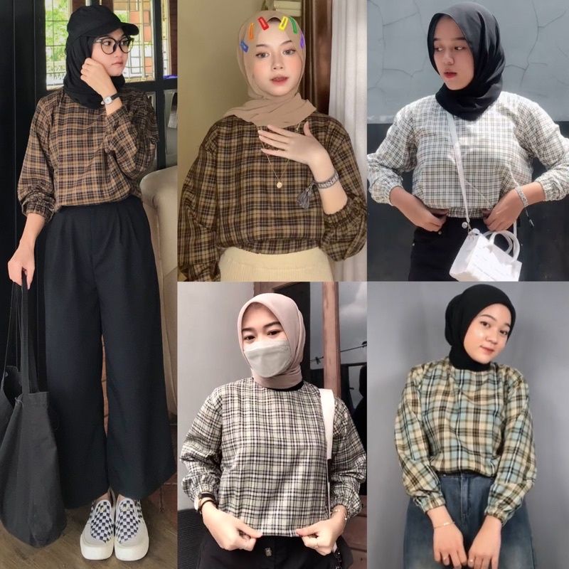 KEMEJA CROP TOP / TARTAN BLOUSE