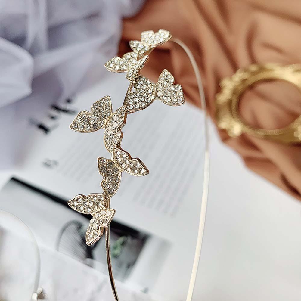 AUGUSTINA Aksesoris Rambut Kupu-Kupu Temperamen Korea Berlian Imitasi Kristal Rambut Hoop