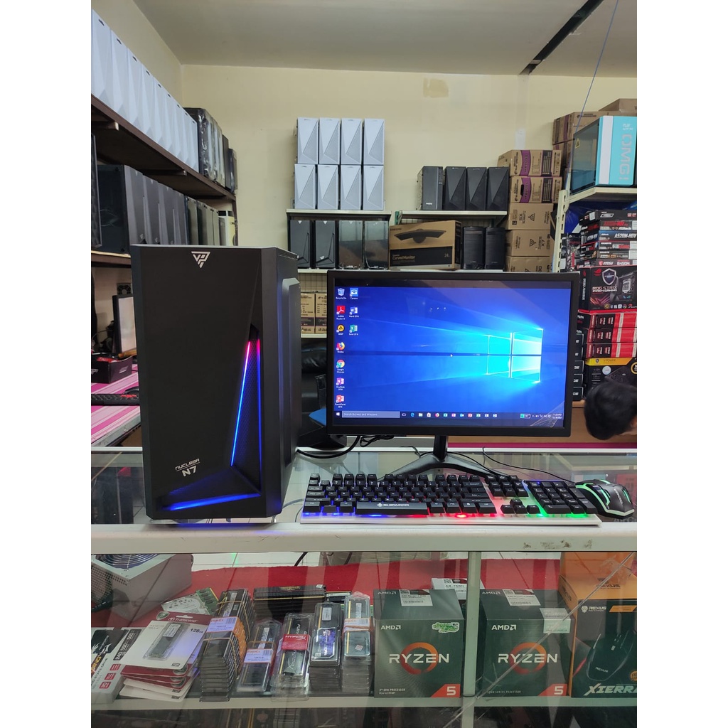 PC AMD RYZEN 5 5600G DDR4 16GB LED 19IN SSD 120GB FULSET GAMING EDITING