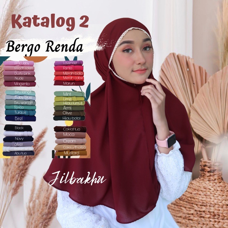 Jilbab Bergo Renda Maryam Diamon Warna II