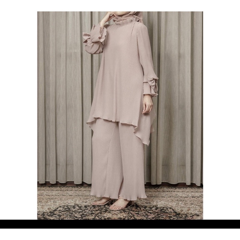 hijabchic lakia top dusty pinkpleated sz M new