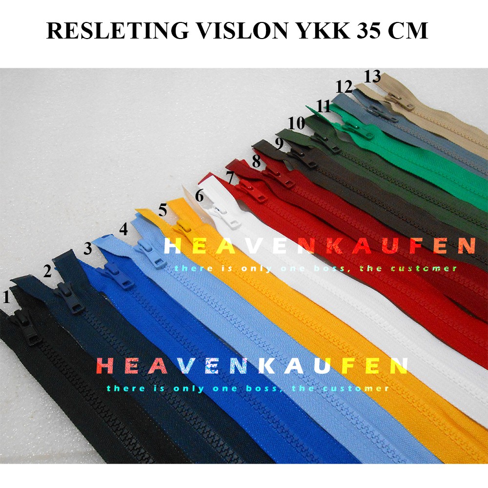 Resleting Zipper YKK Vislon 35 cm / 14 inch Warna Warni
