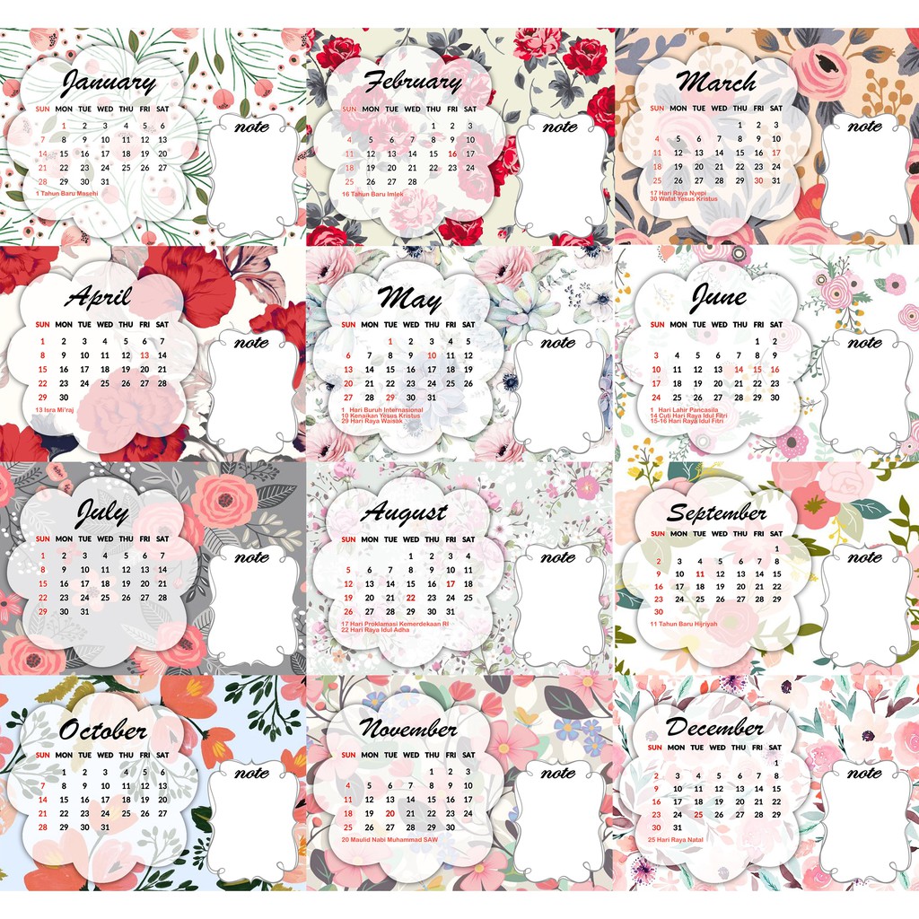 Kalender Shabby Chic Kalender Kekinian 2019 Libur Nasional Duduk Lucu Unik Murah