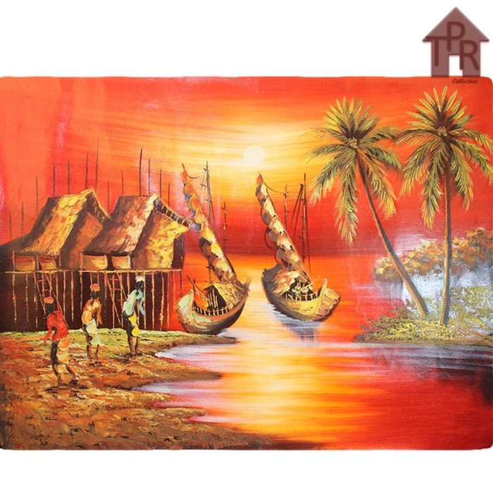 Lukisan Canvas - Bali Nelayan Sunset 60x80cm.