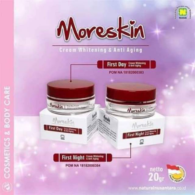 CREAM SIANG MALAM MORESKIN NIGHT AND DAY ANTI AGING NASA/PAKET KRIM SIANG DAN MALAM BPOM