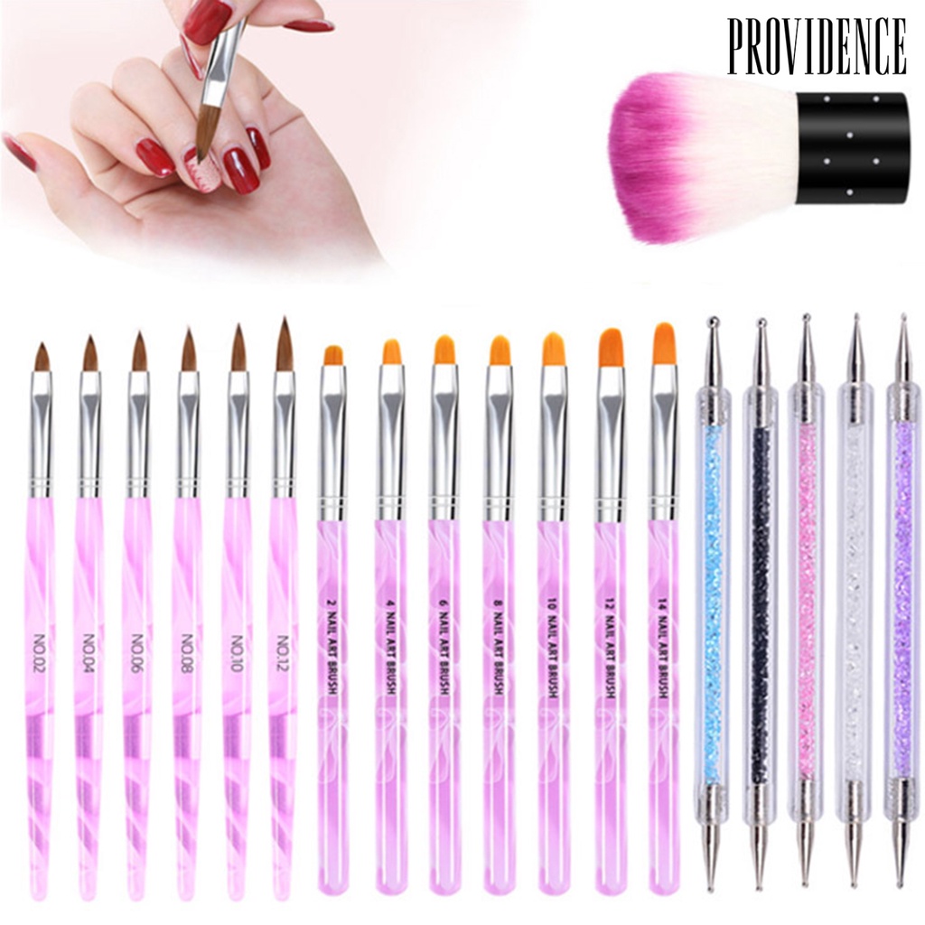 Providence 19pcs / Set Pen Dotting Gel Uv Multifungsi Ultra Tipis Gagang Ergonomis Untuk Nail Art