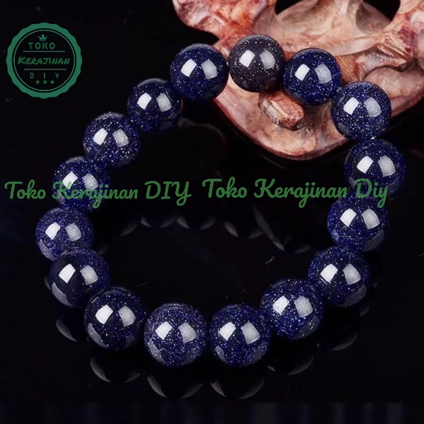 [ FREE Box ] Gelang Batu Pasir Emas Biru 6/8/10mm Gelang Tangan Premium Quality