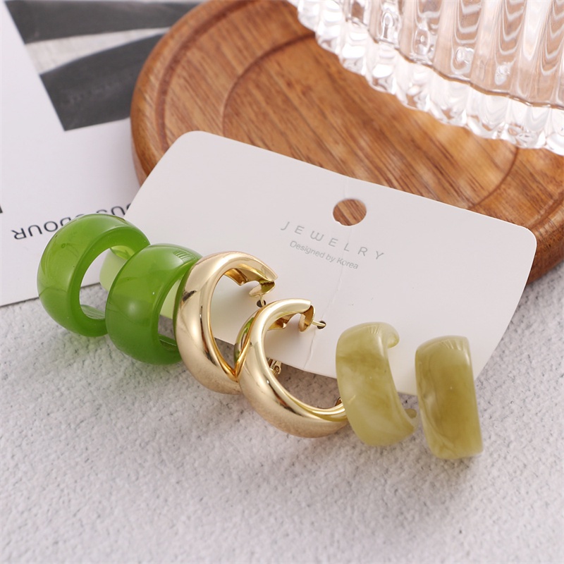 3 Pasang / Set Anting Resin Bentuk Macaron Untuk Pria Dan Wanita