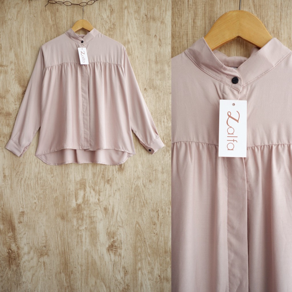 DANIA blouse by ZALFA OUTFIT / blouse polos / blouse wanita murah / blouse rayon-Cream (R.Twill)