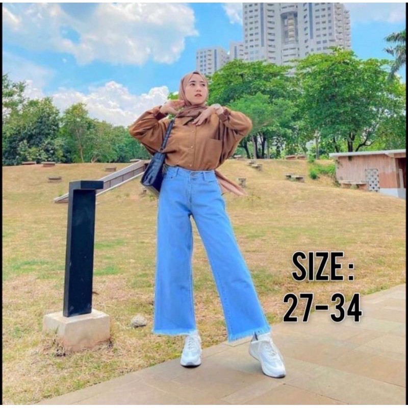HIGHT WAIST KULOT RAWIS JEANS WANITA PREMIUM