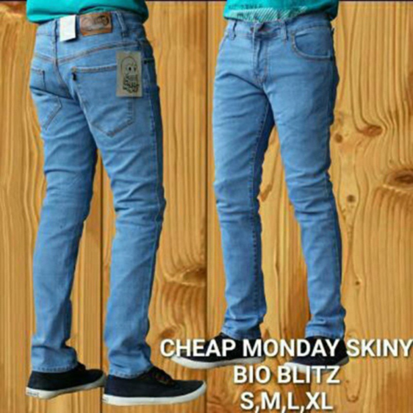 Celana Panjang Jeans Pensil Slimfit Skinny Pria/Cowok - BioBlitz/BioWash/BiruDongker/Hitam