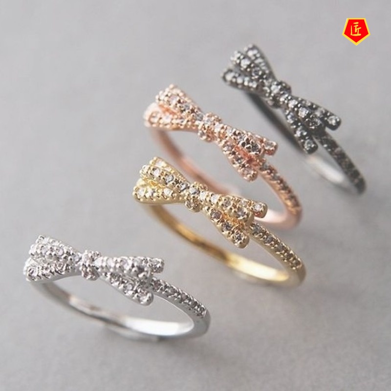 [Ready Stock]Fashion Personality Diamond Bow Ring