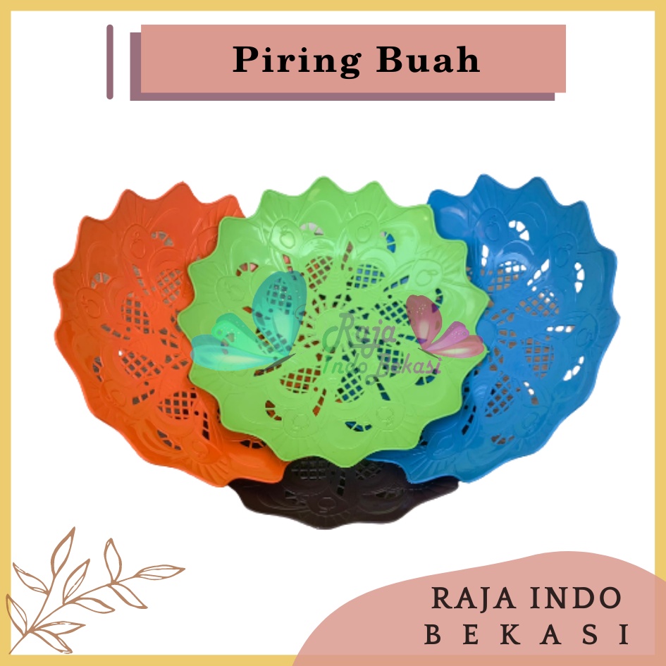 PROMO LUSINAN Piring Plastik Saji Buah Serbaguna Rotan Warna Warni Motif Bunga Murah Termurah Grosir Piring Buah Plastik Rotan Unik Lusinan Grosir Besar - 1 lusin / 12 pcs Piring Rotan Plastik Buah MOTIF BUNGA 21 cm