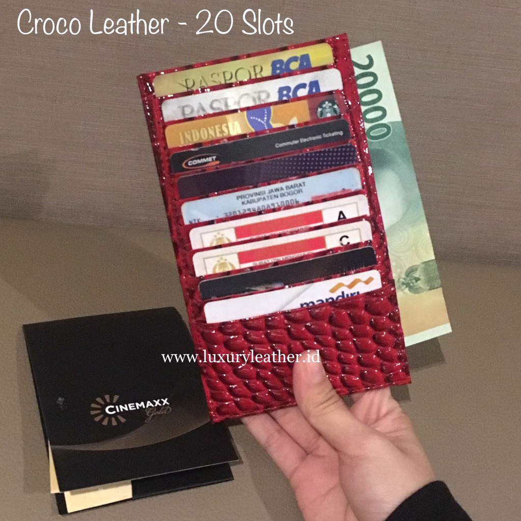 LUXTHER - CARD HOLDER 20 SLOTS CROCO LEATHER