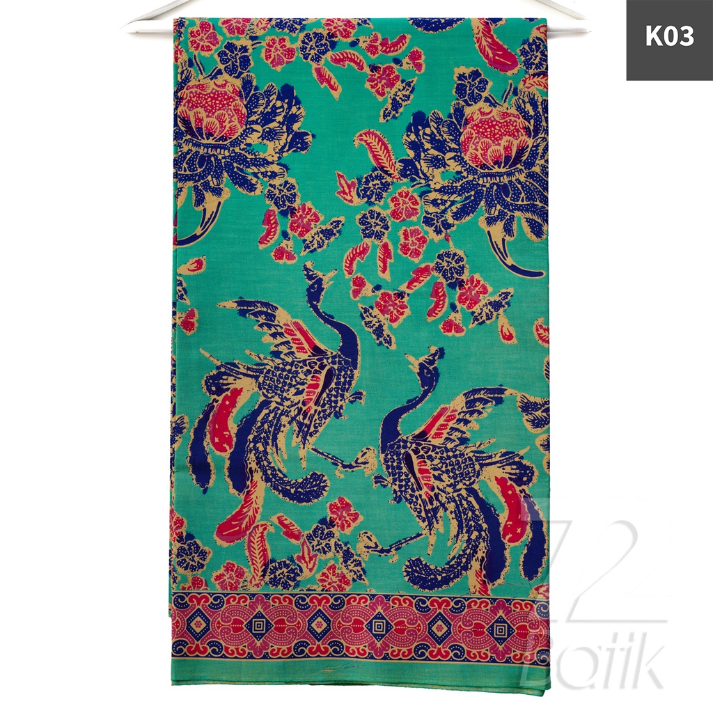 KAIN PANJANG BATIK Bahan Katun Motif Burung Warna Hitam Hijau Orange 726193 Cap 72 Jarik Jarit Samping Kebat Panjang Batik Katun Modern Premium Bahan Seragam Batik Pernikahan Kantor Keluarga Murah Kamen Jadi Batik Bali Lembaran