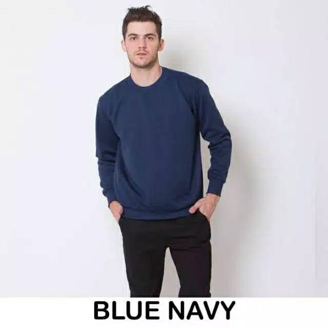 Sweater Crewneck Oblong Polos Pria Bahan Tebal