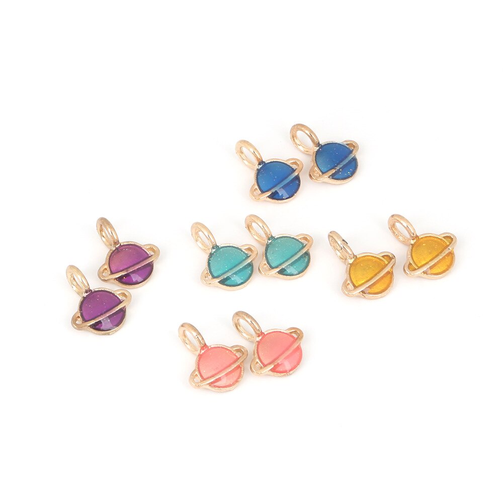 5-10 PCS Paduan Liontin Bulat Bintang Bulan/Planet Enamel Pesona Liontin untuk DIY Perhiasan Temuan Kalung Gelang Anting-Anting Membuat