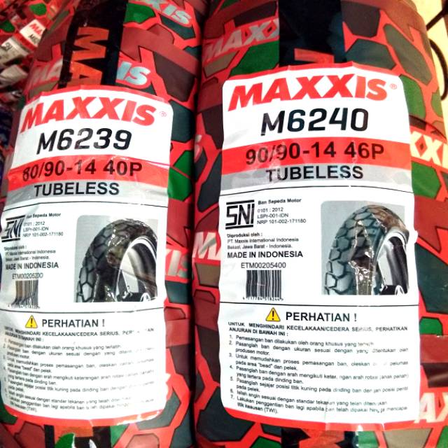Paket Ban tubles maxxis semi cross 80/90 + 90/90.14 free pentil